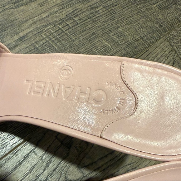 💗Chanel vintage camellia Print Open Toe Heels Pale pink 💗 - Picture 9 of 11